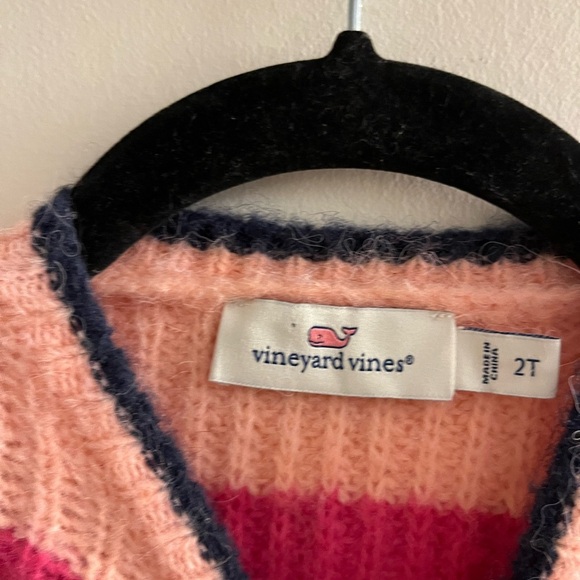 Vineyard Vines Girls Knit Striped Puff Sleeve Sweater (Size 2T) - Picture 3 of 9